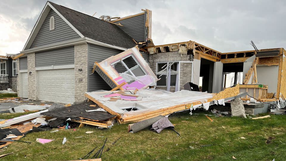 A destroyed home is seen northwest of Omaha, Nebraska, after a storm tore through the area. - Margery A. Beck/AP