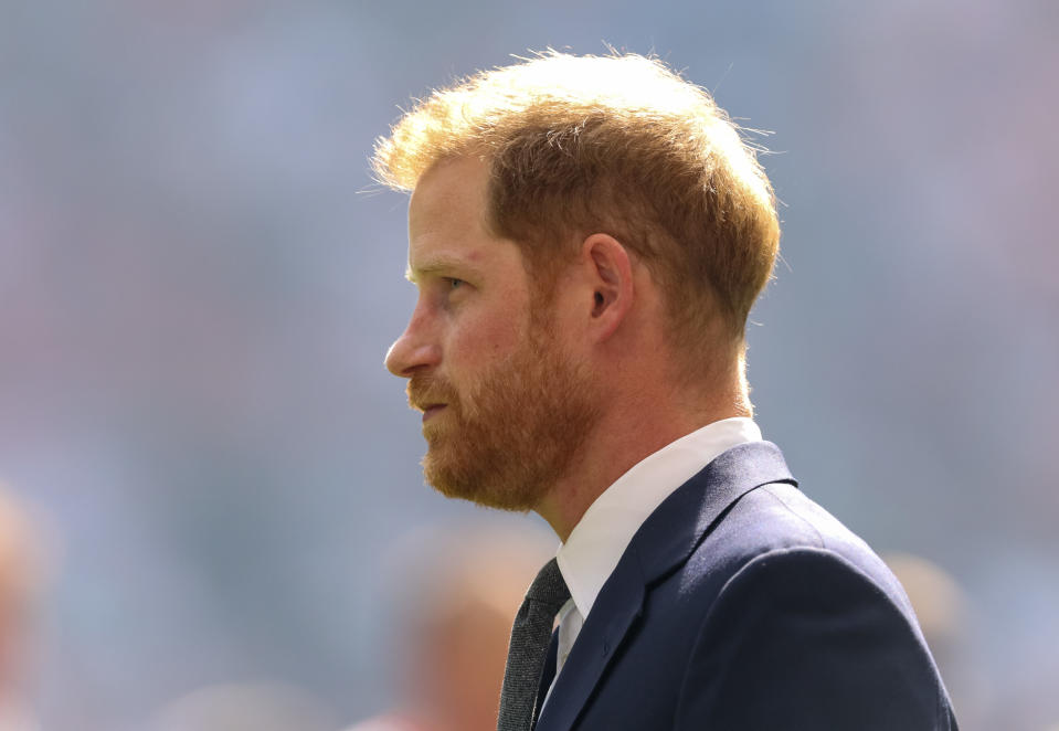 The Duke of Sussex meets the players before the Coral Challenge Cup Final at Wembley Stadium, London. PRESS ASSOCIATION Photo. Picture date: Saturday August 24, 2019. See PA story RUGBYL Final. Photo credit should read: Paul Harding/PA Wire. RESTRICTIONS: Editorial use only. No commercial use. No false commercial association. No video emulation. No manipulation of images.              
