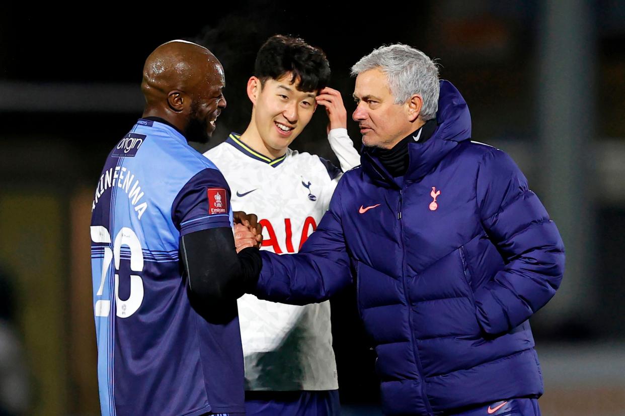 Jose Mourinho at full-time against Wycombe (Getty)