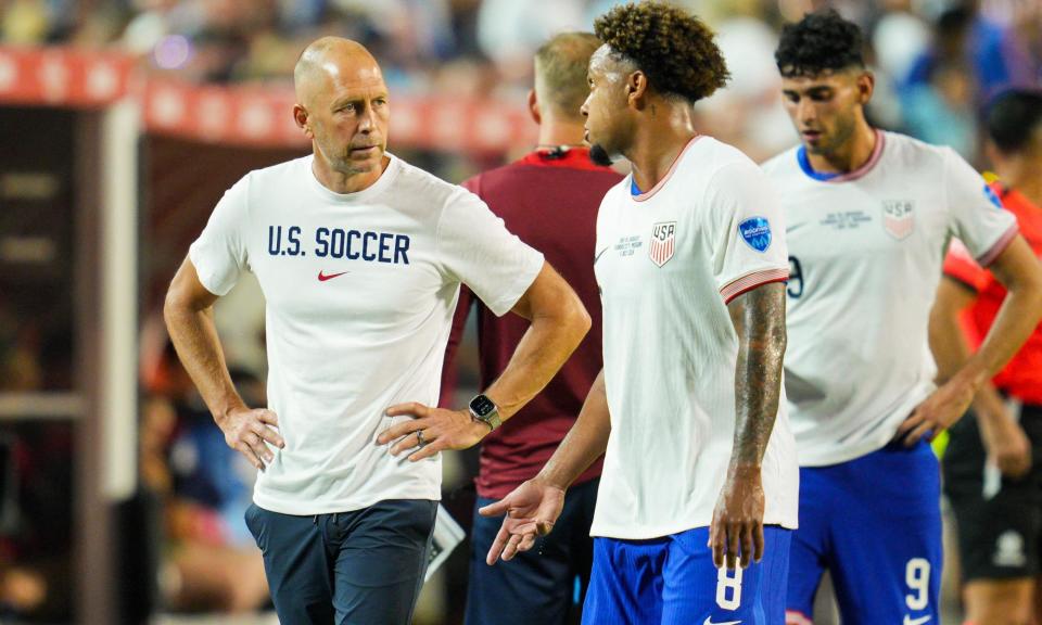 <span>Gregg Berhalter’s USMNT lost against <a class="link " href="https://sports.yahoo.com/soccer/teams/uruguay/" data-i13n="sec:content-canvas;subsec:anchor_text;elm:context_link" data-ylk="slk:Uruguay;sec:content-canvas;subsec:anchor_text;elm:context_link;itc:0">Uruguay</a> on Monday night, ending their Copa América challenge.</span><span>Photograph: Jay Biggerstaff/USA Today Sports</span>