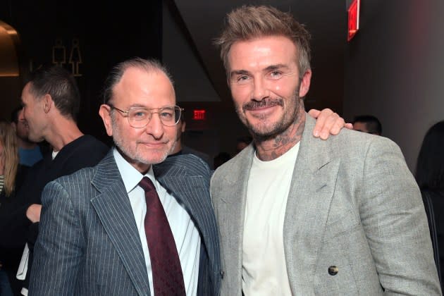 'Beckham' director Fisher Stevens and David Beckham. - Credit: Charley Gallay/Getty Images