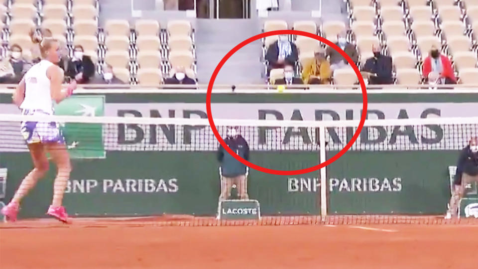 Petra Kvitova (pictured left) celebrating with a fist-pump despite the ball going in at the French Open.