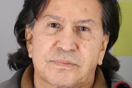 Peru's former president Alejandro Toledo Manrique poses in a police booking photo at San Mateo County jail in Redwood City, California, U.S. in this handout photograph released on March 18, 2019. San Mateo County Sheriff's Office/Handout via REUTERS