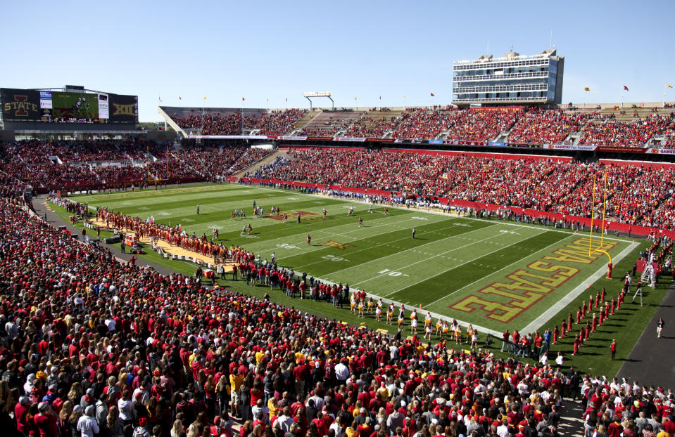 AMES, IA - OCTOBER 3:  General view as fans watch the match-up between the Iowa State Cyclones and the Kansas Jayhawks on October 3, 2015 at Jack Trice Stadium, in Ames, Iowa.  (Photo by Matthew Holst/Getty Images)