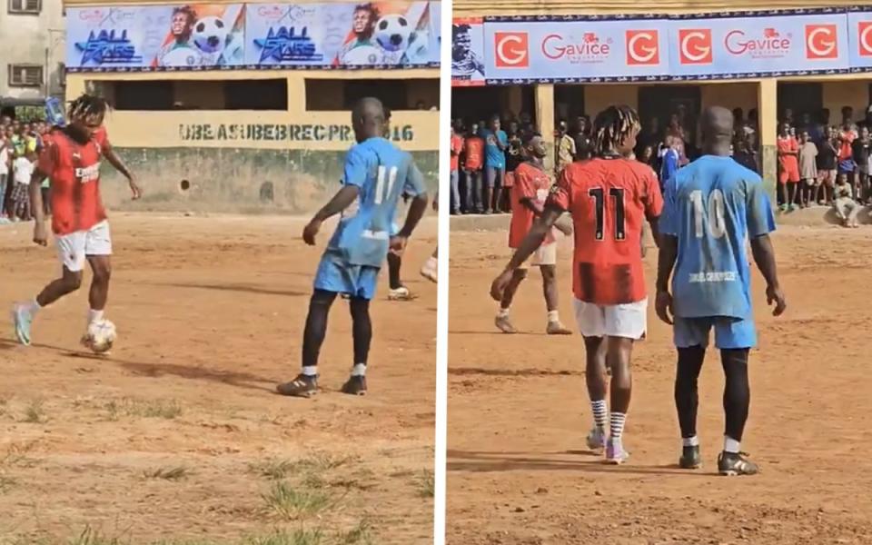 Watch: Chukwueze takes part in All Stars Championship in Nigeria and assist brother