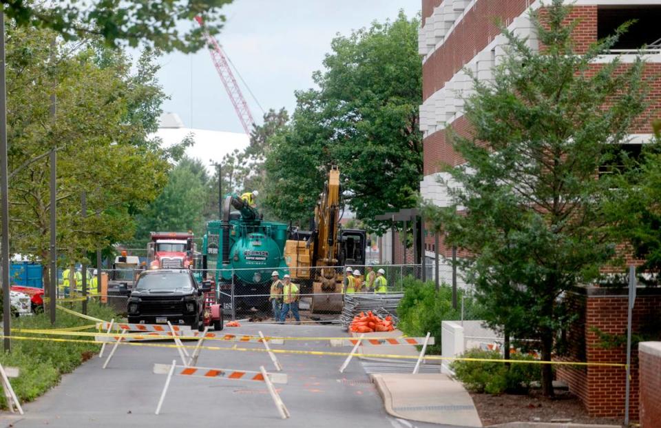 Eisenhower Road on the Penn State campus is closed on Thursday, Aug. 17, 2023.