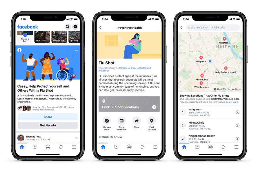 Facebook has begun a flu vaccine information campaign including a tool to help users find their nearest location to get the flu vaccine.