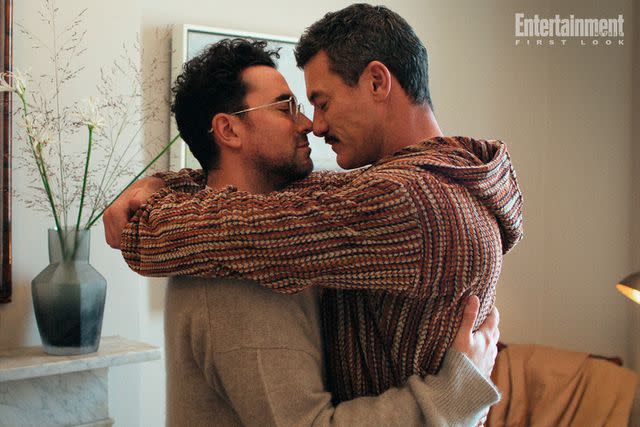 <p>Netflix </p> Dan Levy as Marc and Luke Evans as Oliver in 'Good Grief'