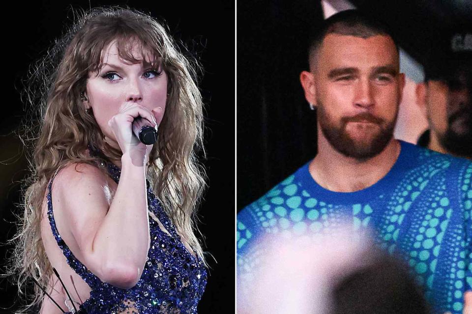 <p>Don Arnold/TAS24/Getty; James Gourley/Shutterstock</p> (L-R) Taylor Swift, Travis Kelce