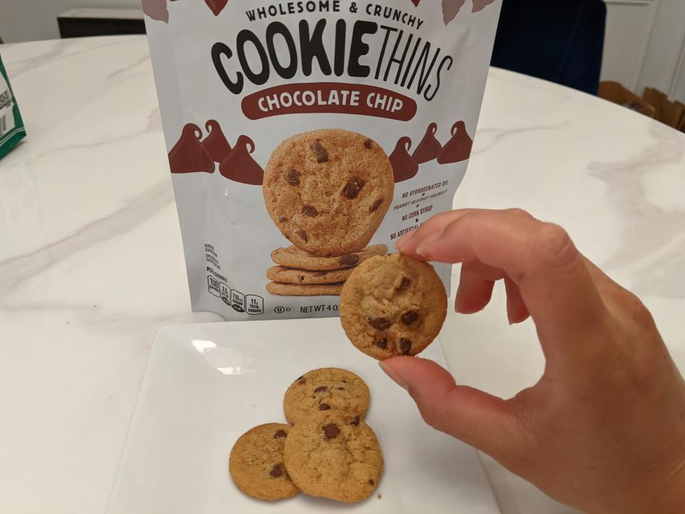 Aldi cookie things in bag and on white plate