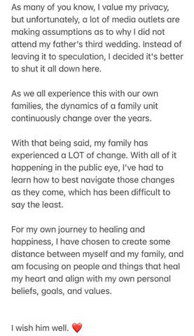 <p>Brooke Hogan Instagram</p> Brooke Hogan's letter posted on Instagram