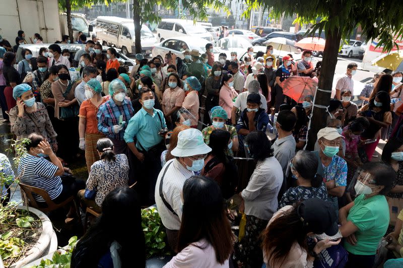 Protest against the military coup in Yangon, Myanmar