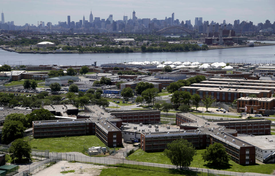 Image: The Rikers Island jail complex in New York in 2014. (Seth Wenig / AP file)