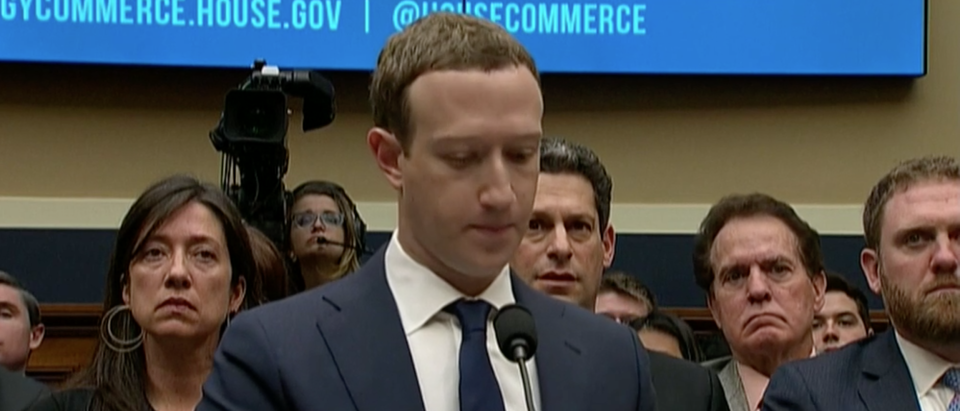 Facebook Mark Zuckerberg on day two of his Capitol Hill rounds, in front of the Senate.