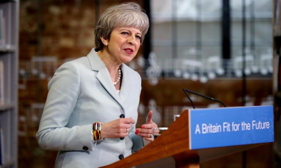 Theresa May speaking at Derby college on Monday 19 February 2018.