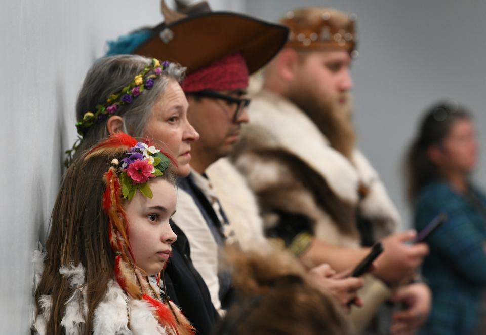 A number of Brevard Renaissance Fair performers and their supporters showed up in costume for the Feb. 6 Brevard County Commission meeting in Viera.