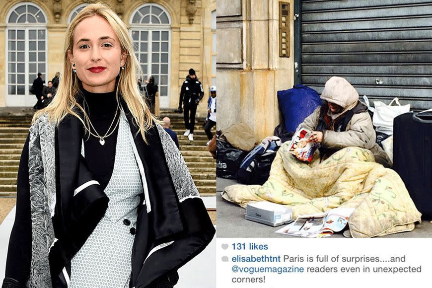 Vogue Style Editor Posts Image of Homeless Woman Reading 
 Vogue