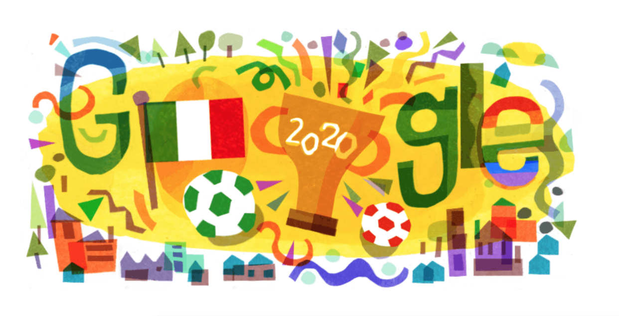 Google cambió sus colores y diseño para honrar a la selección italiana de futbol este lunes (Google)