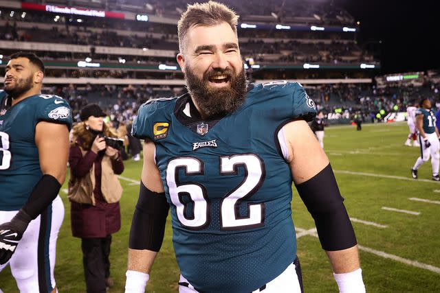 Tim Nwachukwu/Getty Images Jason Kelce #62 of the Philadelphia Eagles celebrates on the field after defeating the New York Giants