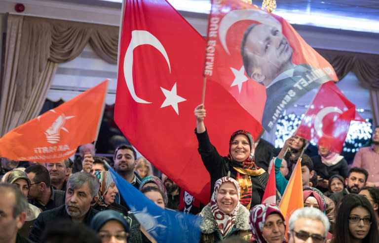 Erdogan supporters at a rally in the German town of Kelsterbach