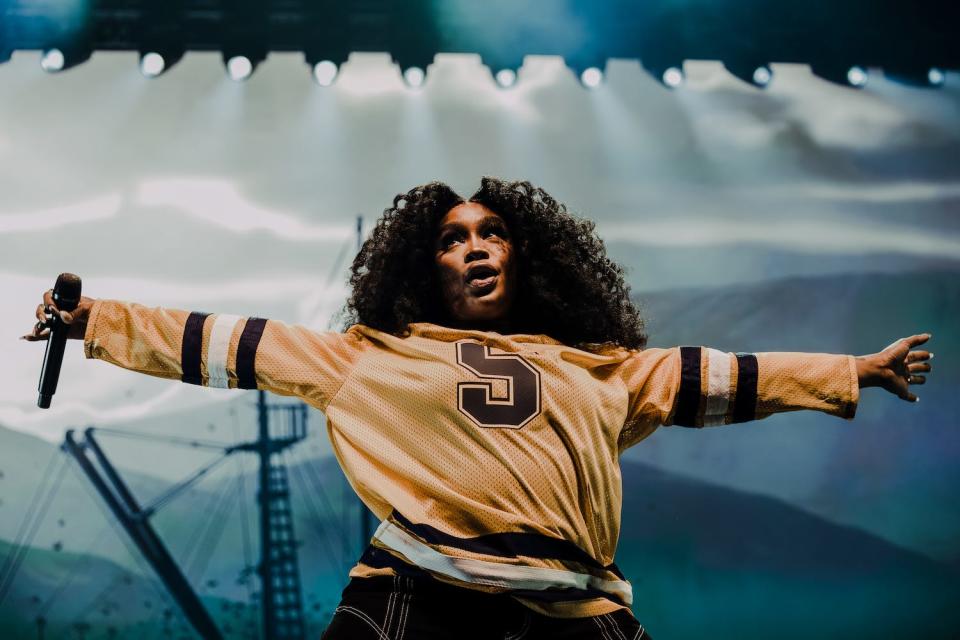 R&B singer SZA performs March 18 on her S.O.S. tour at the Moda Center in Portland, Oregon.