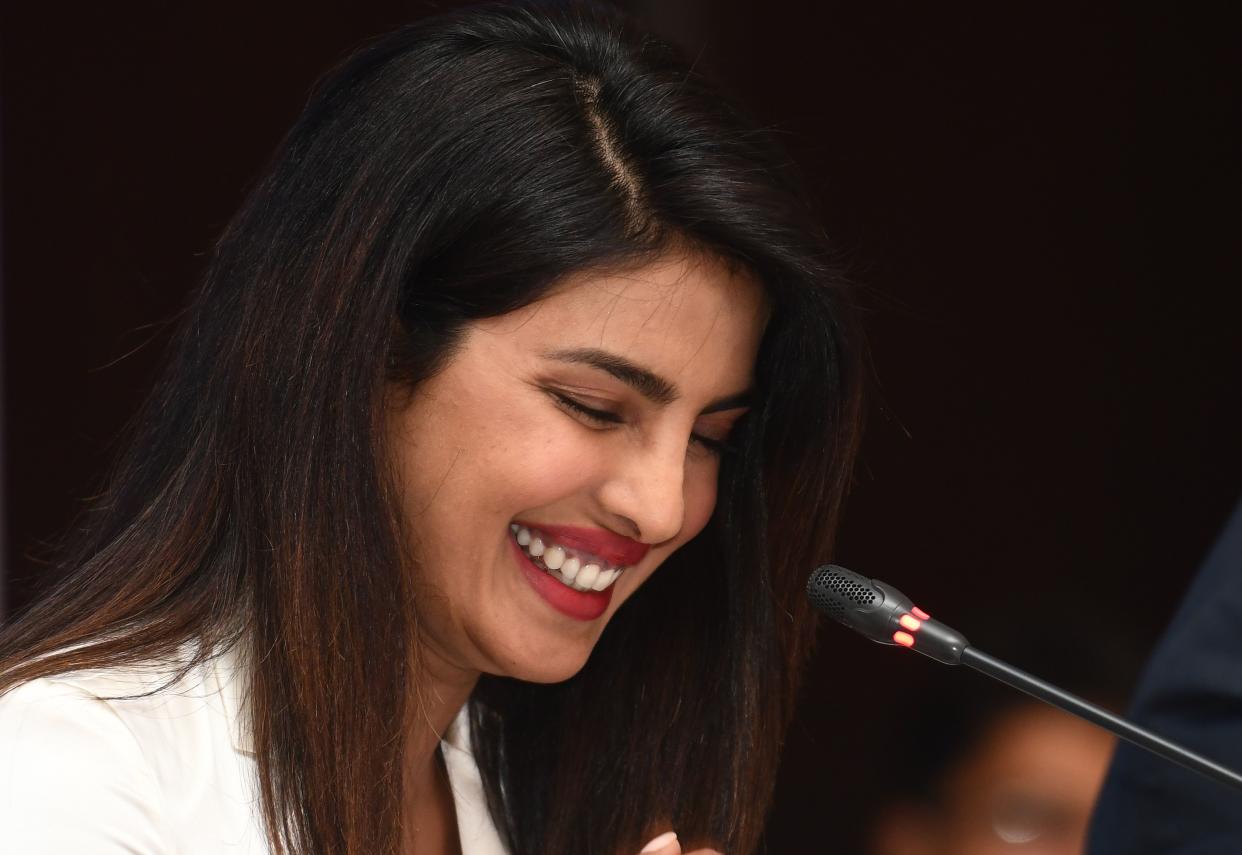 UNICEF goodwill ambassador and actress Priyanka Chopra at a press conference in the Bangladeshi capital of Dhaka in May 2018. (Photo: Munir Uz Zaman/AFP/Getty Images)