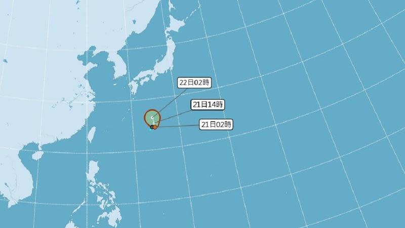 熱帶低壓凌晨2時生成，預計將成為第12號颱風「白海豚」（翻攝自中央氣象局）