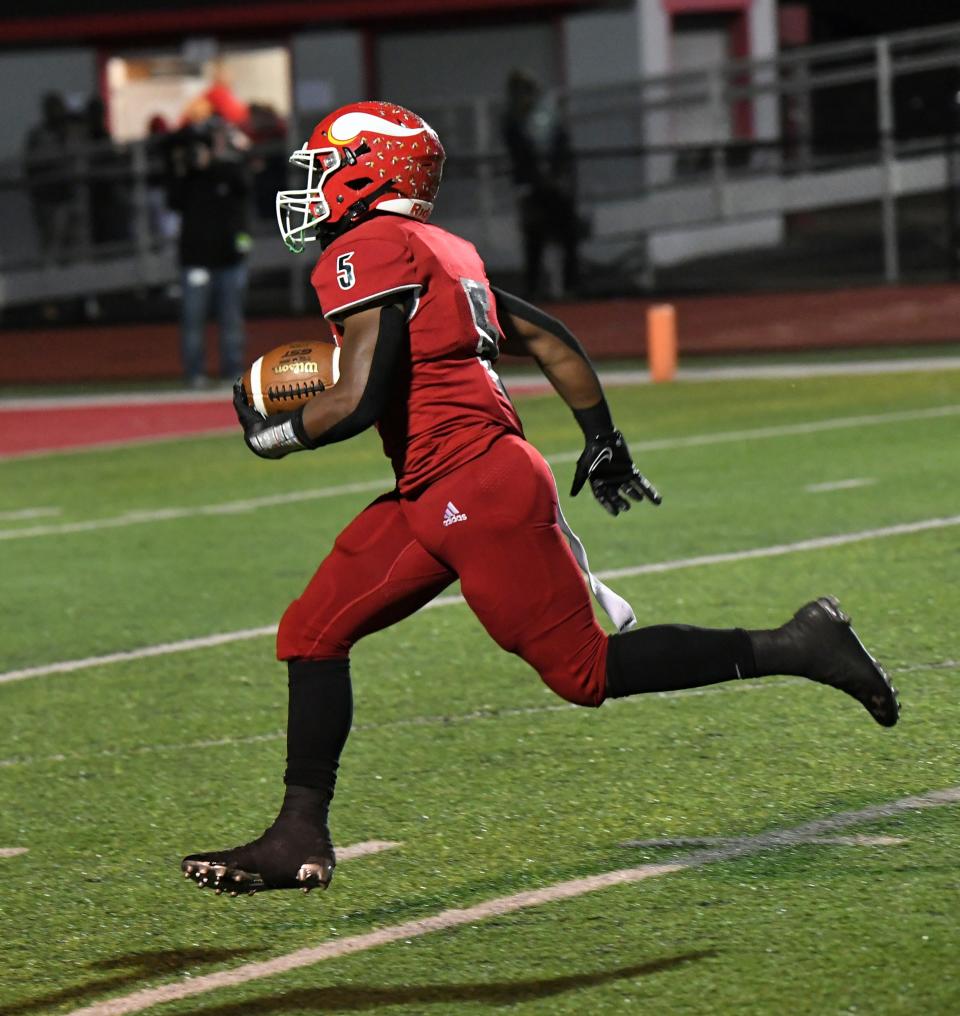 Teryntino Brown-Freeman breaks loose for Princeton and heads to the endzone for a Viking touchdown against Sycamore, Oct. 20, 2023.