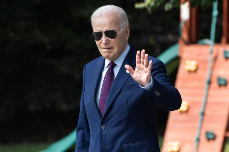 President Joe Biden walks on the South Lawn of the White House before boarding Maine One on July 28. He called for the Niger military to release the country's president on Thursday. Photo by Nathan Howard/UPI