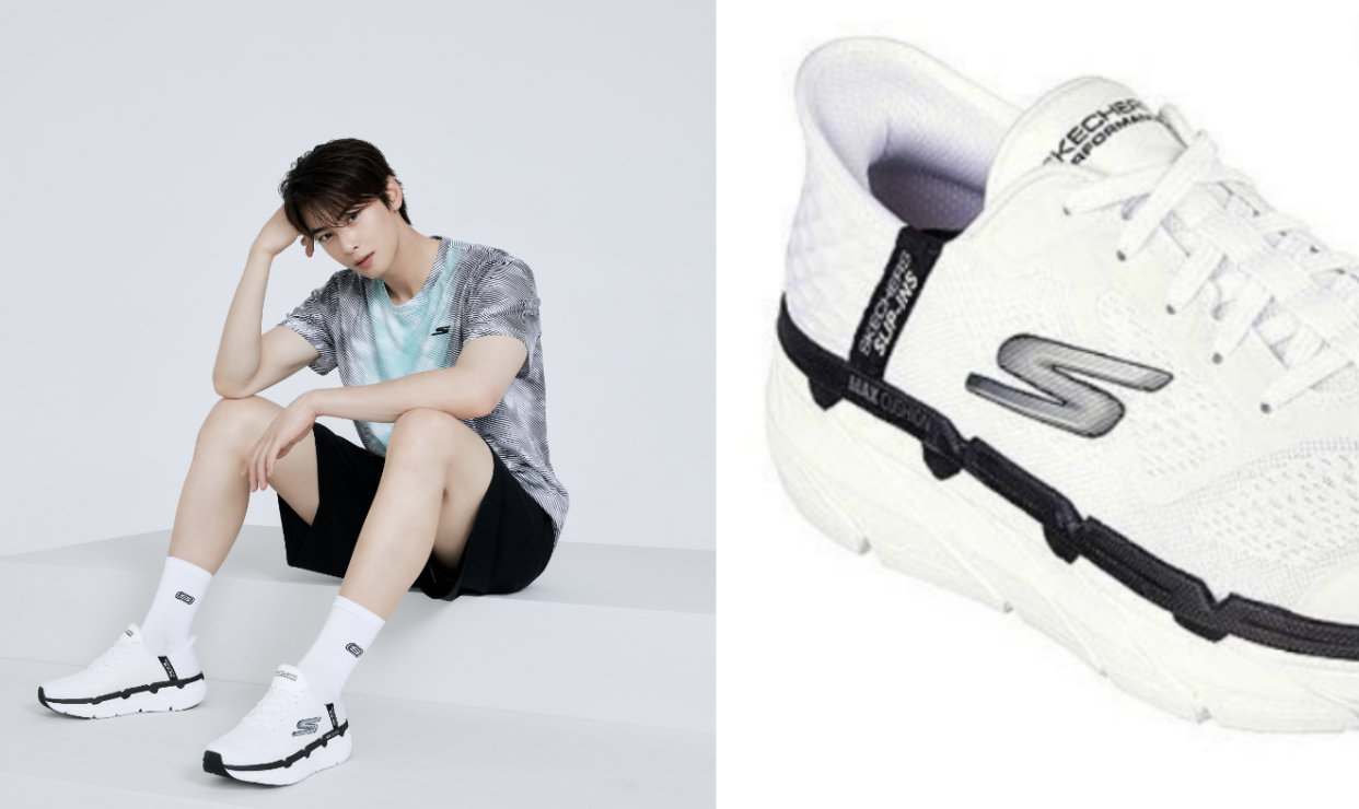 Cha Eun-woo wears the Skechers Slip-in shoes. PHOTO: Skechers