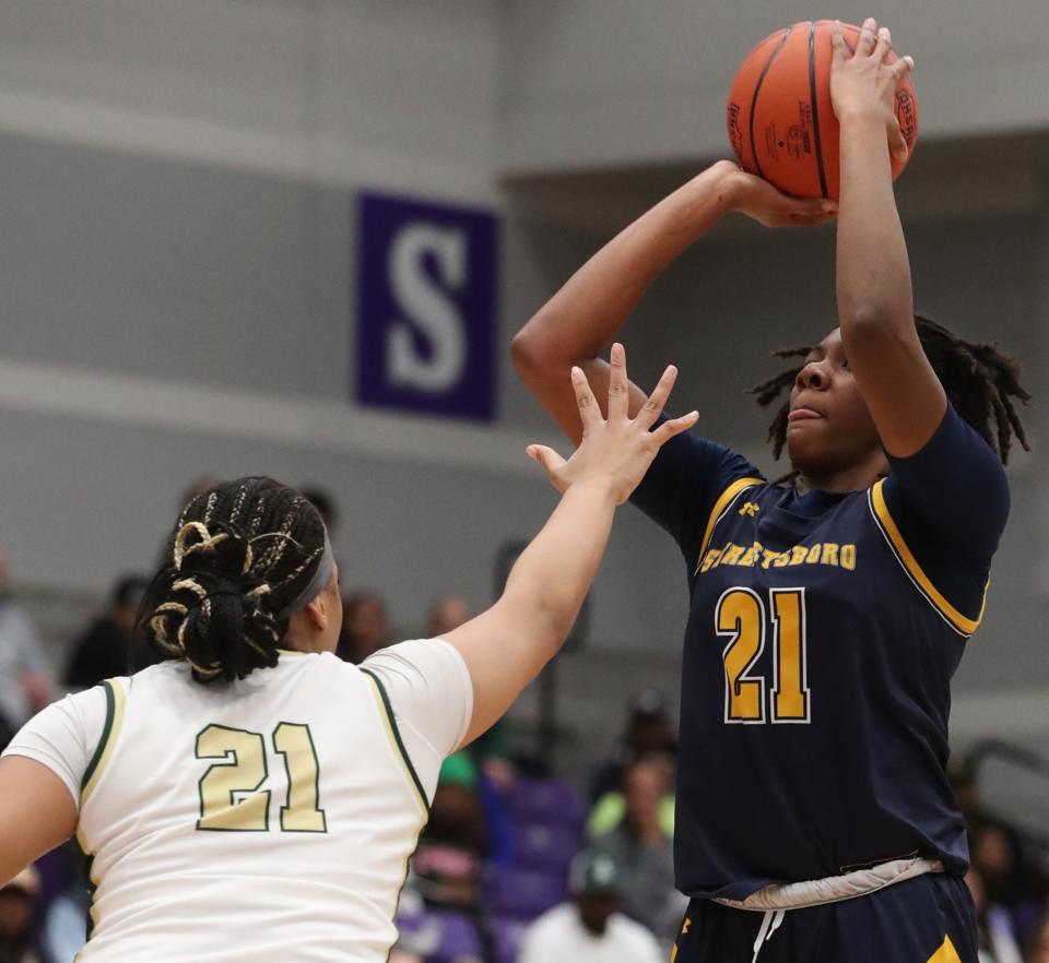 Streetsboro's Naomi Benson, shown taking a shot against St. Vincent-St. Mary in a regional semifinal, earned first-team all-state honors.