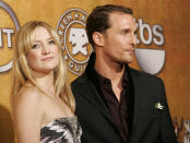 Kate Hudson and Matthew McConaughey in the press room at the 14th Annual Screen Actors Guild Awards in Los Angeles.