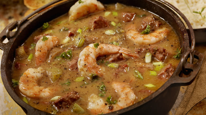 gumbo mirepoix with shrimp