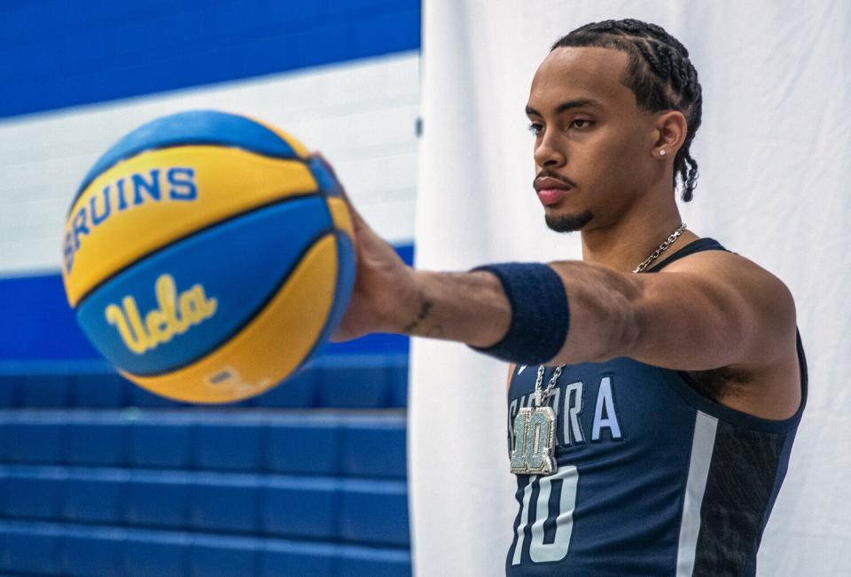 Amari Bailey, a member of the Sierra High School boys basketball team, is photographed during the school's media day