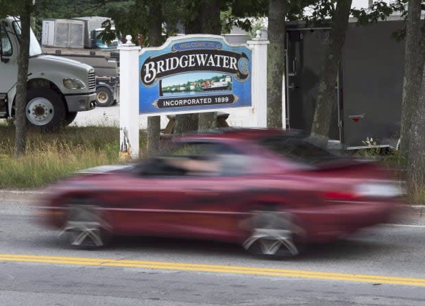 A Bridgewater, N.S., sign is seen on July 30, 2016. The town voted 4-2 Monday to rename Cornwallis Street. (The Canadian Press - image credit)