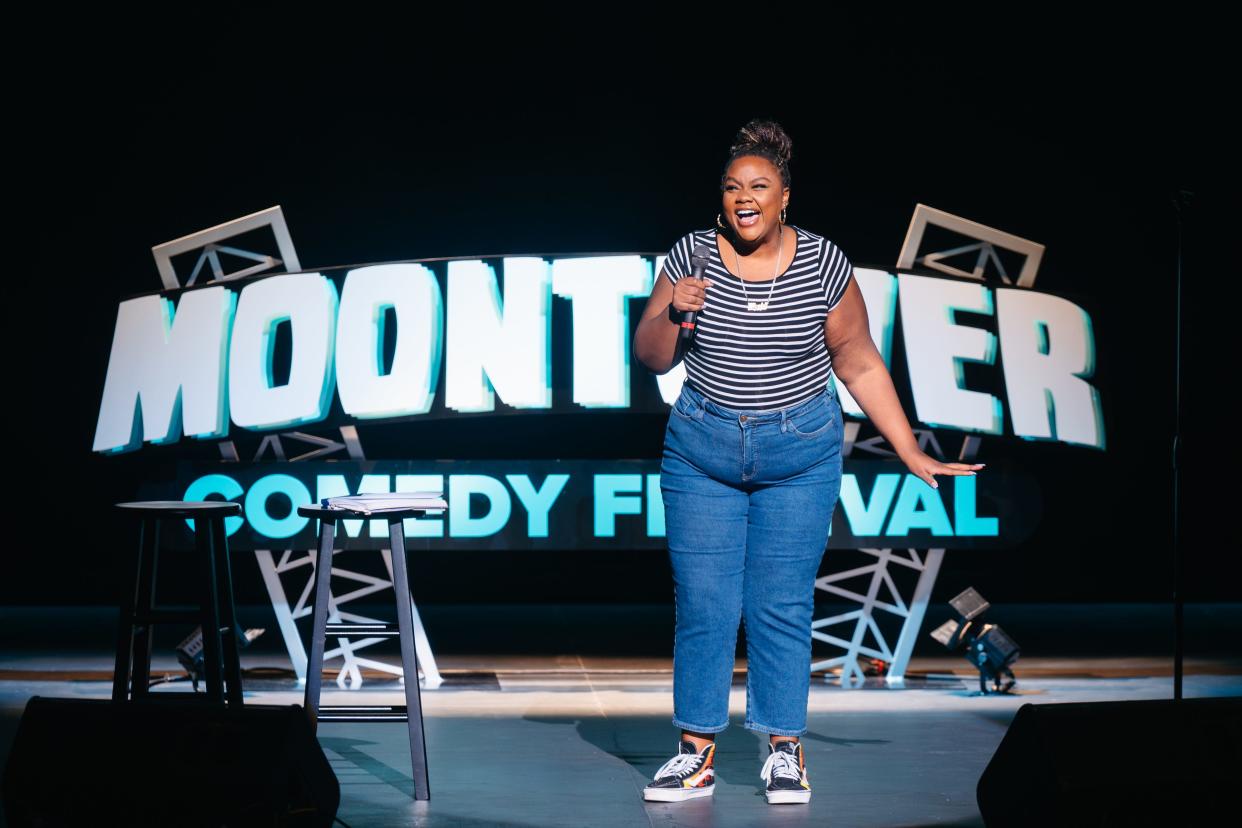 Nicole Byer performs at the Paramount Theatre during the 2024 Moontower Comedy Festival.