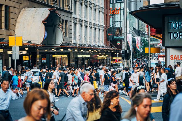 The crowds cross George Street, Sydney. Source: Getty Images