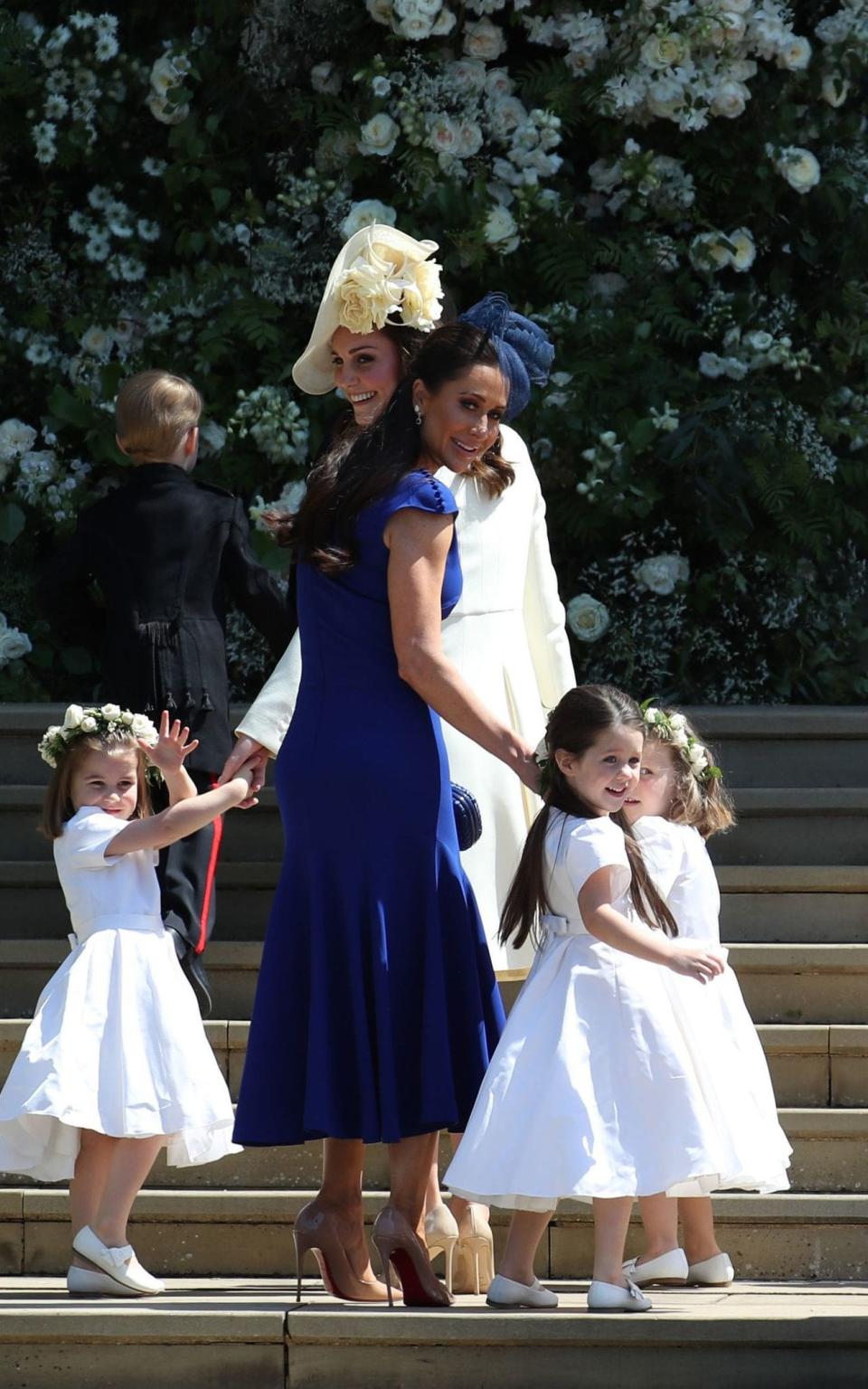 The Duchess of Cambridge with the bridesmaids  - Jane Barlow/ AFP 