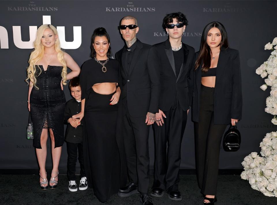 Kourtney Kardashian, Travis Barker, The Kardashians Premiere, Alabama Barker, Reign Disick, Landon Barker, Atiana De La Hoya