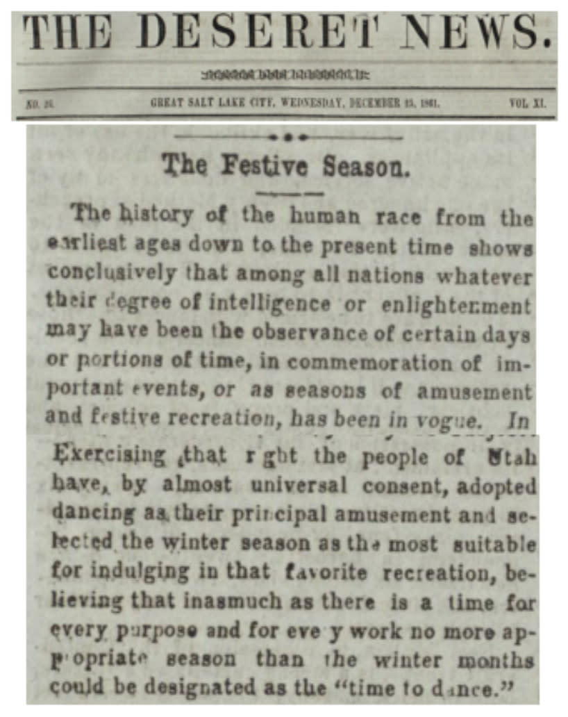 Excerpt from Page 4 of the Deseret News on Dec. 25, 1861. | Images from Deseret News Archive