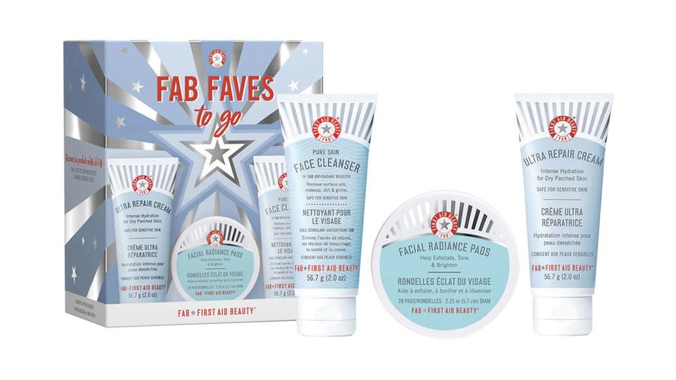 Best skincare gifts for beauty lovers: First Aid Beauty FAB Faves To Go Trio.