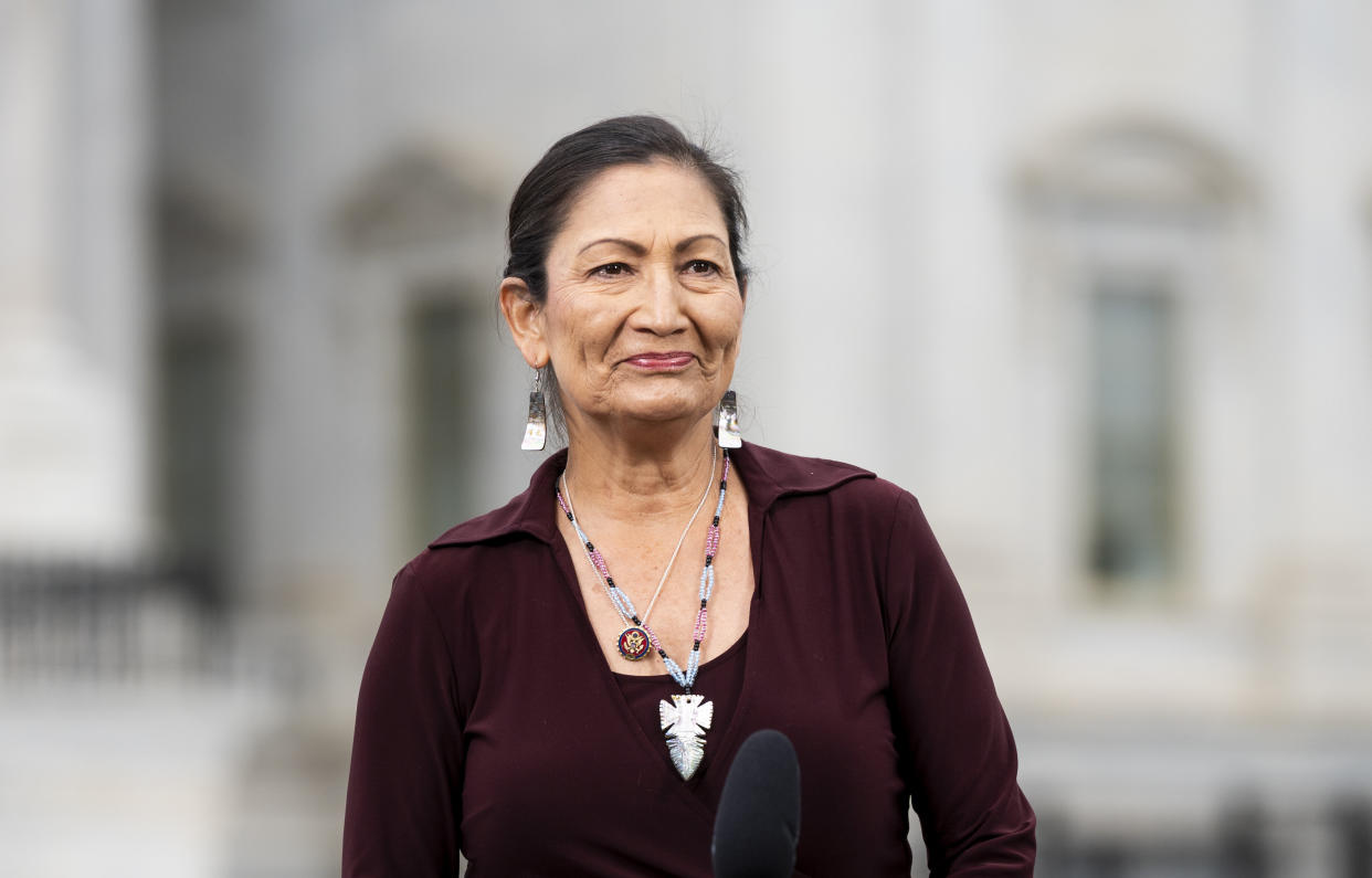 Rep. Deb Haaland (D-N.M.), one of two Native American female lawmakers to have ever served in Congress, is introducing a bill holding the U.S. government accountable for its Indian boarding school policy. (Photo: Bill Clark via Getty Images)