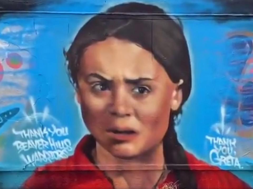 Artist AJA Louden filmed his mural before it was defaced hours later: Screen/AJA Louden