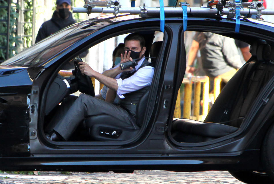 Tom Cruise on the set of 'Mission: Impossible 7' in Rome. (Credit: Marco Ravagli/Barcroft Media via Getty Images)