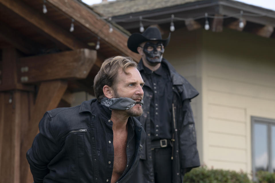 This image released by Universal Pictures shows Josh Lucas in a scene from "The Forever Purge," directed by Everardo Valerio Gout. (Jake Giles Netter/Universal Pictures via AP)