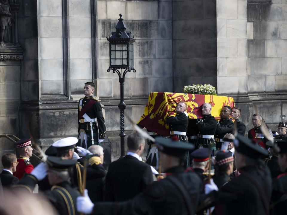 The coffin of Queen Elizabeth II arrived at St Giles' Cathedral