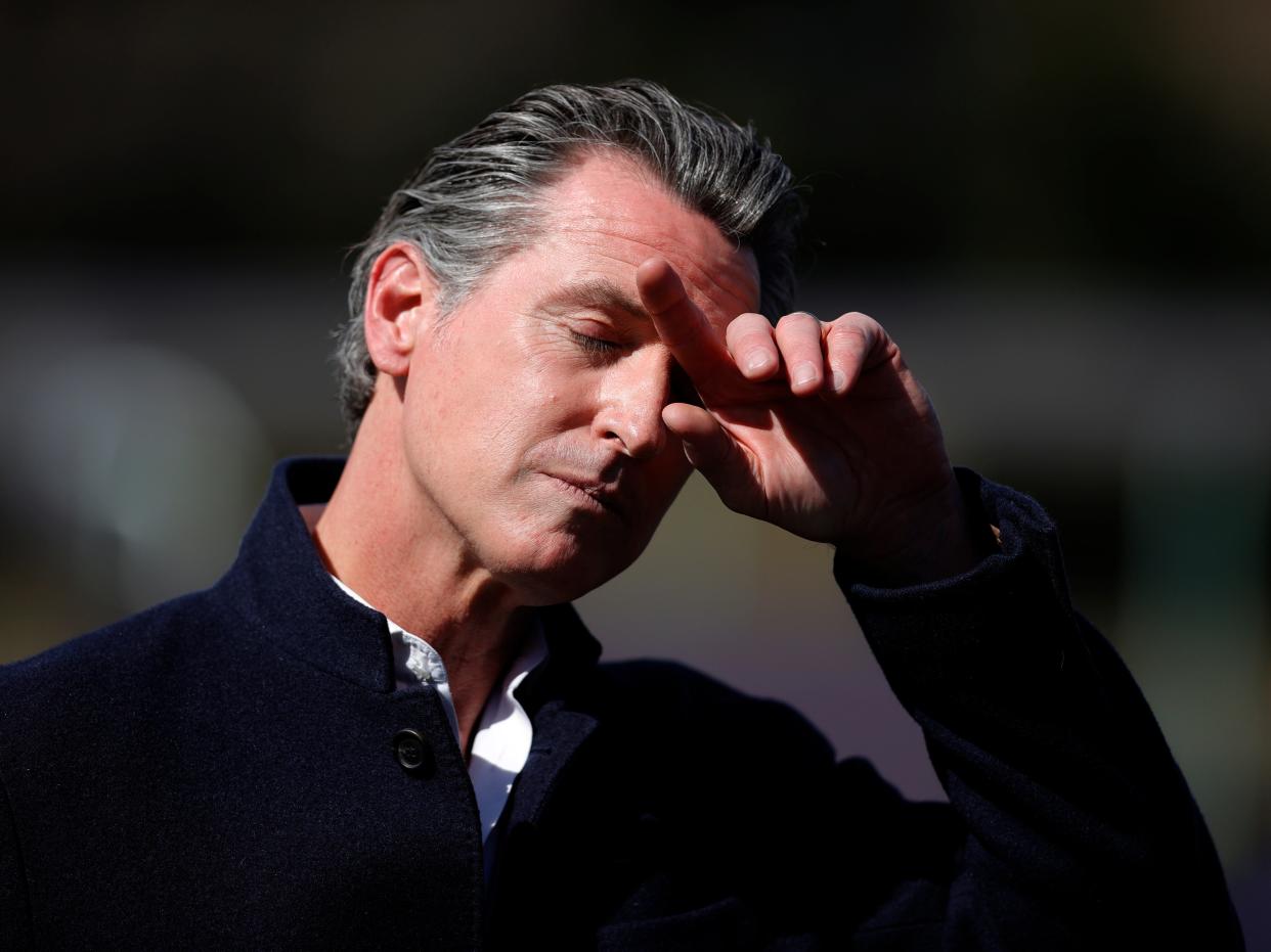 California Governor Gavin Newsom attends a news conference on March 02, 2021 in Palo Alto, California.  (Getty Images)
