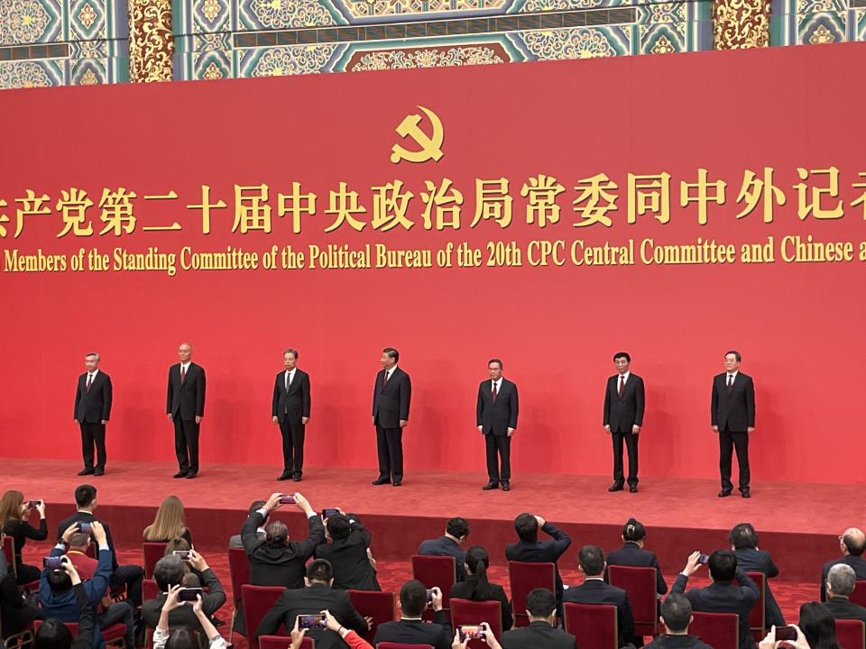 BEIJING, CHINA - OCTOBER 23: Xi Jinping was confirmed Sunday to continue as head of the Communist Party of China (CPC) in an unprecedented third term in October 23, 2022. Xi, 69, is the first Chinese leader to hold the fort for the third time since the party was founded 100 years ago. The confirmation was formally announced after the first session of the Central Committee of the CPCâs 20th National Congress on Sunday. (Photo by Emre Aytekin/Anadolu Agency via Getty Images)