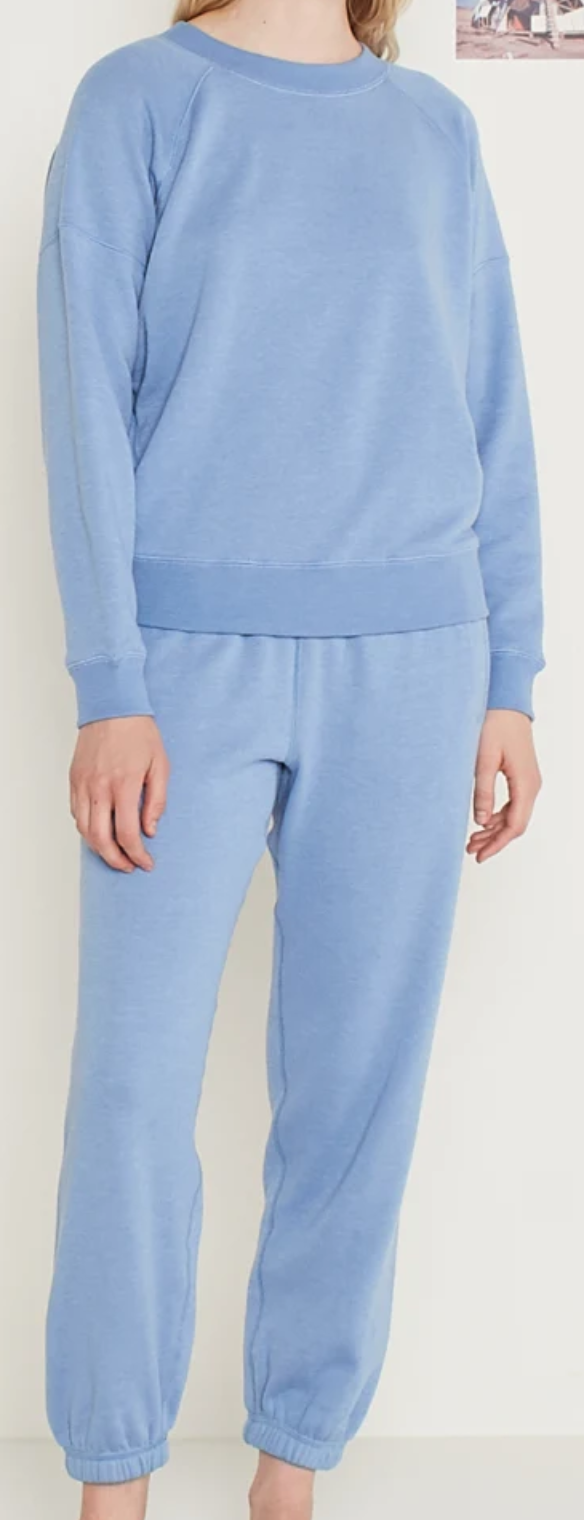 Entireworld Women's Loop Back Sweatsuit in Vintage Blue