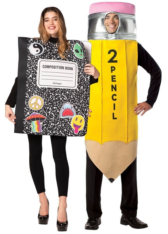 Notebook and pencil couples costume.